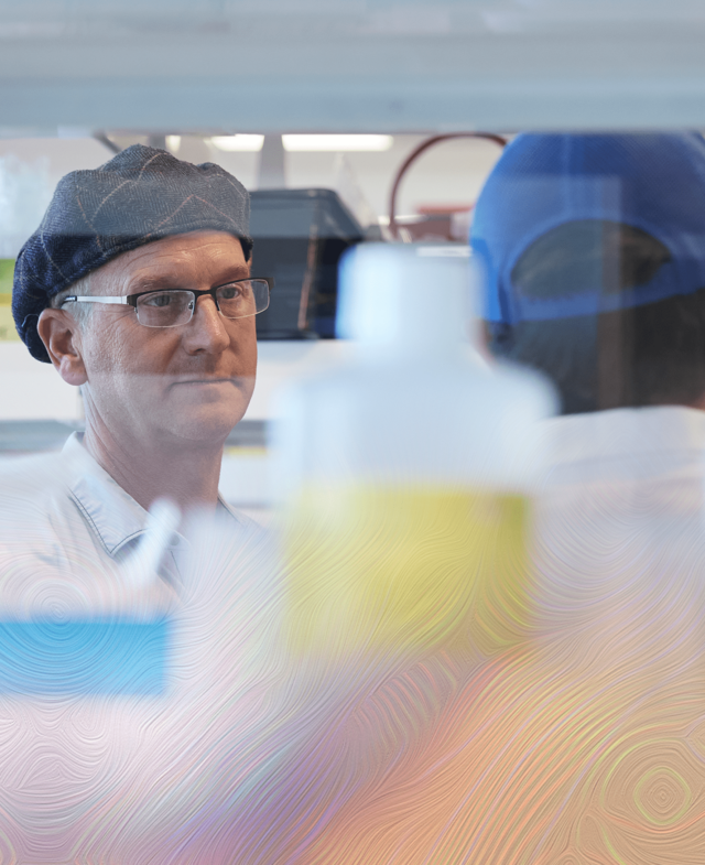 A person listening to someone talk.